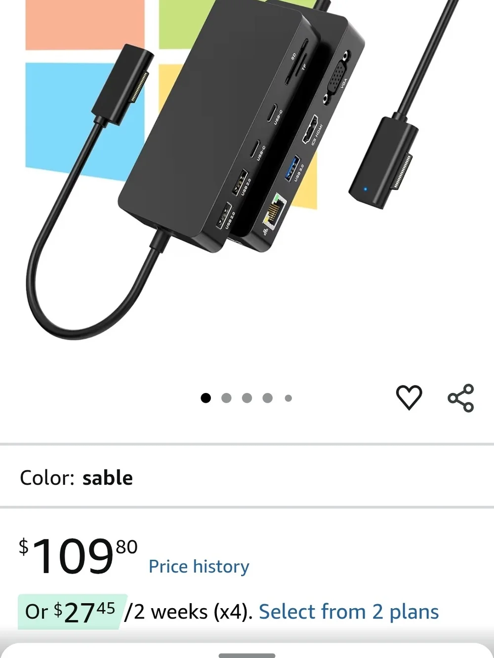 Black Surface Docking Station with HDMI + VGA Dual Display